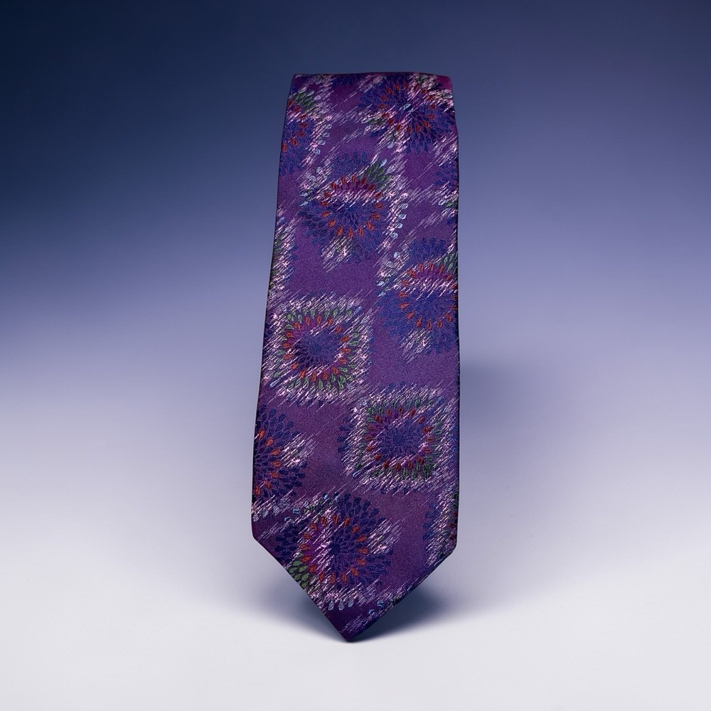 Robert Graham Silk Necktie Purple Blue Abstract Artsy Festival Wedding Prom